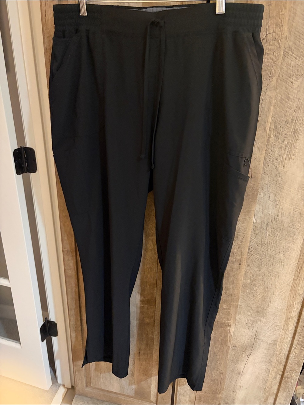 Scrubstar XL Black Straight-Leg Utility Scrub Pants ankle slits drawstring waist